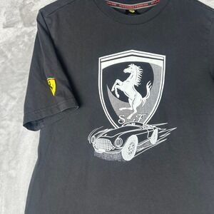 Kids Ferrari Scuderia Puma Black Graphic Print T Shirt Small